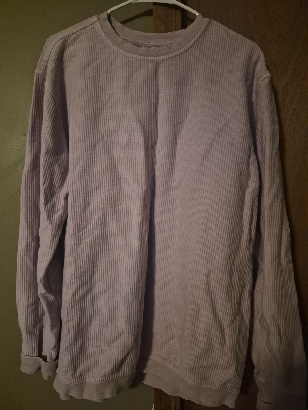ROYCE Waffle Knit Long Sleeve Crewneck Shirt in Purple Size Medium